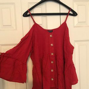 Torrid Cold Shoulder Bell Sleeve Top